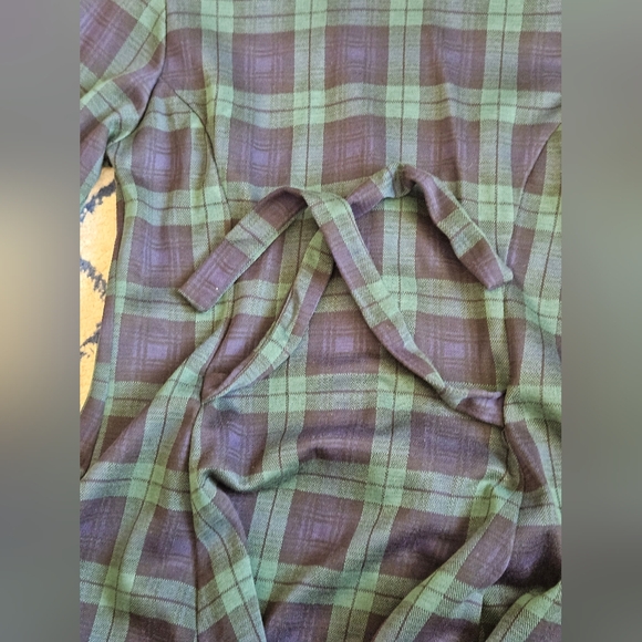 VINTAGE 80's Jamie Brooke Collared Fit Flare Green Tartan Plaid Dress, Heathers - Picture 14 of 16